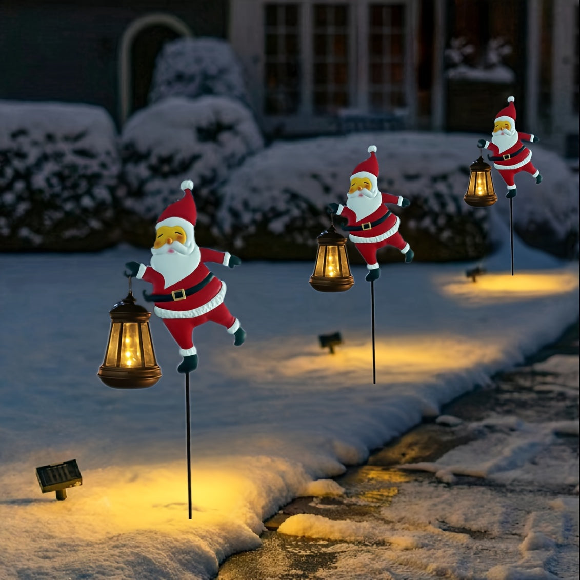 Outdoor Solar Lights with Santa Lanterns