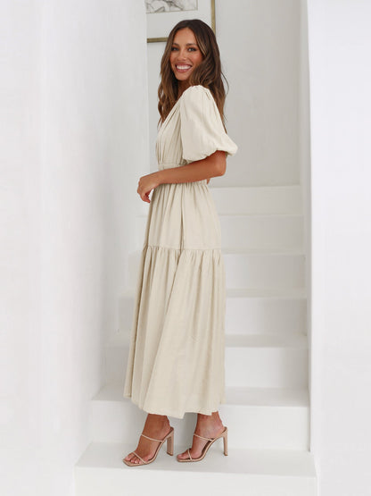 Catalina | V-Neck Puff Dress