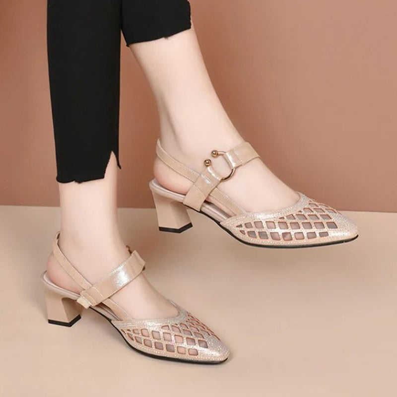 Sabine Pointy Toe Ankle Strap Rhinestone Sandals
