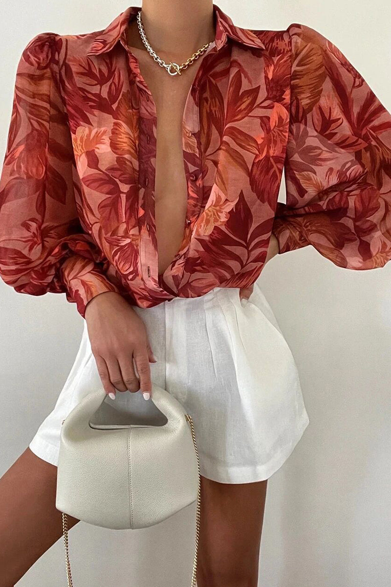 Jane | Floral Blouse with Puff Sleeves for Women