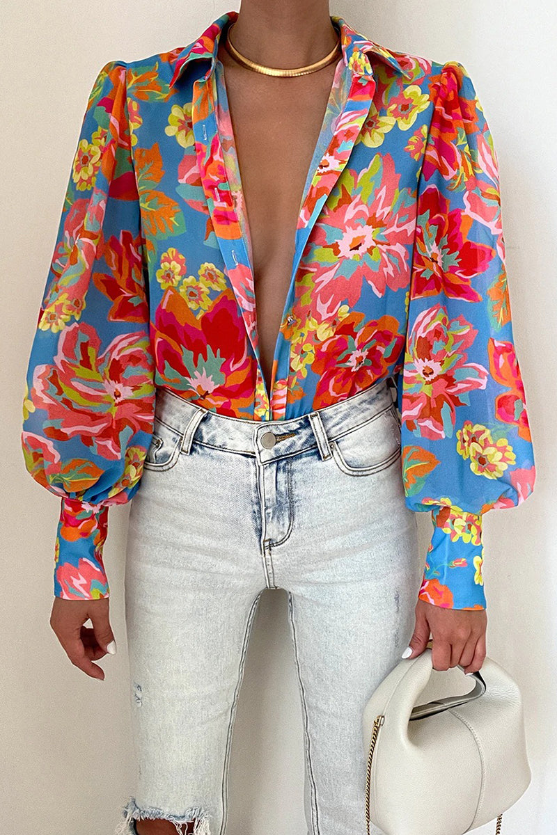 Jane | Floral Blouse with Puff Sleeves for Women