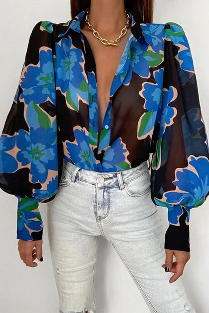 Jane | Floral Blouse with Puff Sleeves for Women