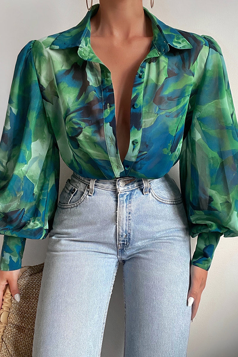 Jane | Floral Blouse with Puff Sleeves for Women