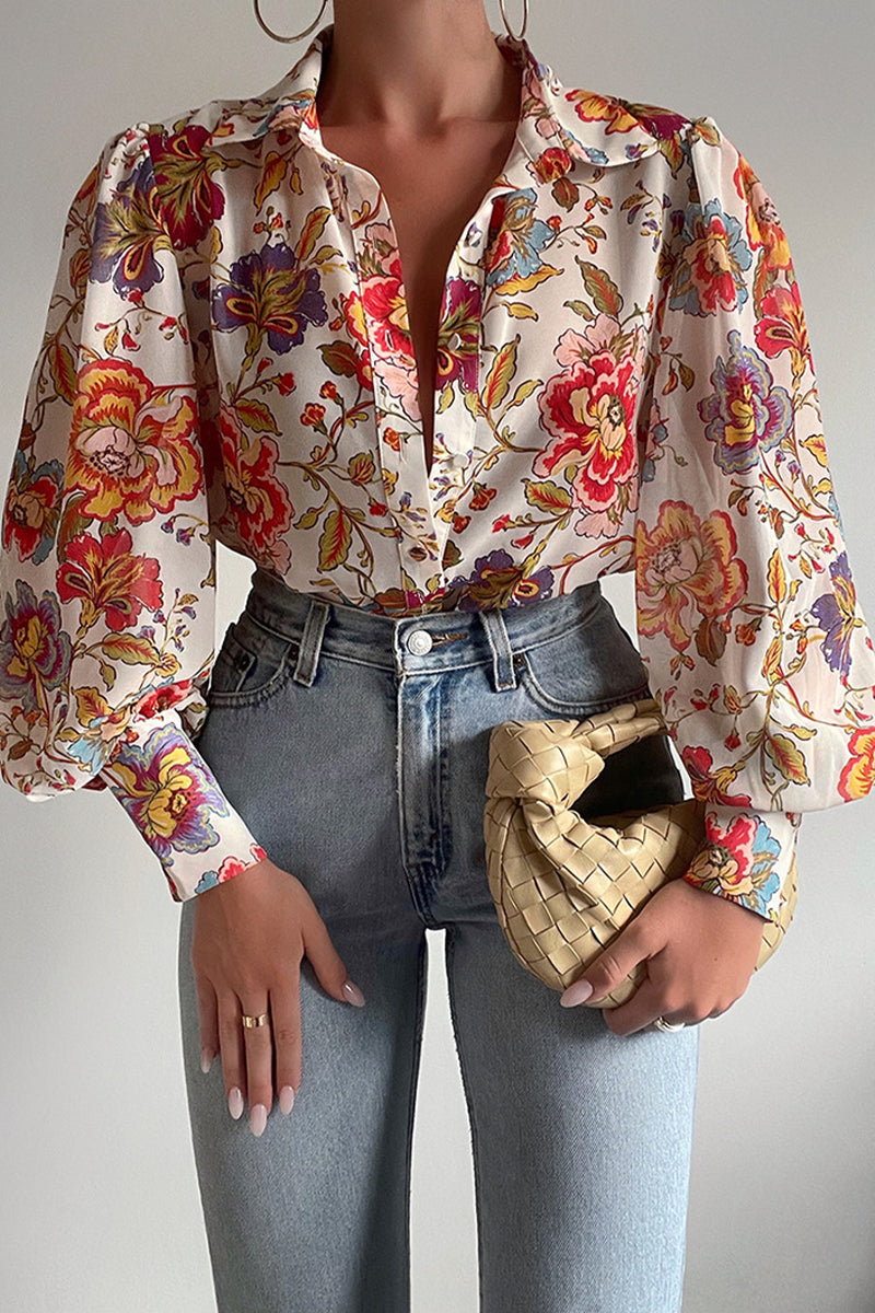 Jane | Floral Blouse with Puff Sleeves for Women