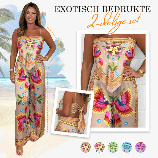 Sabina Spaghetti Strap Printed Top & Loose Pants 2-Piece Set