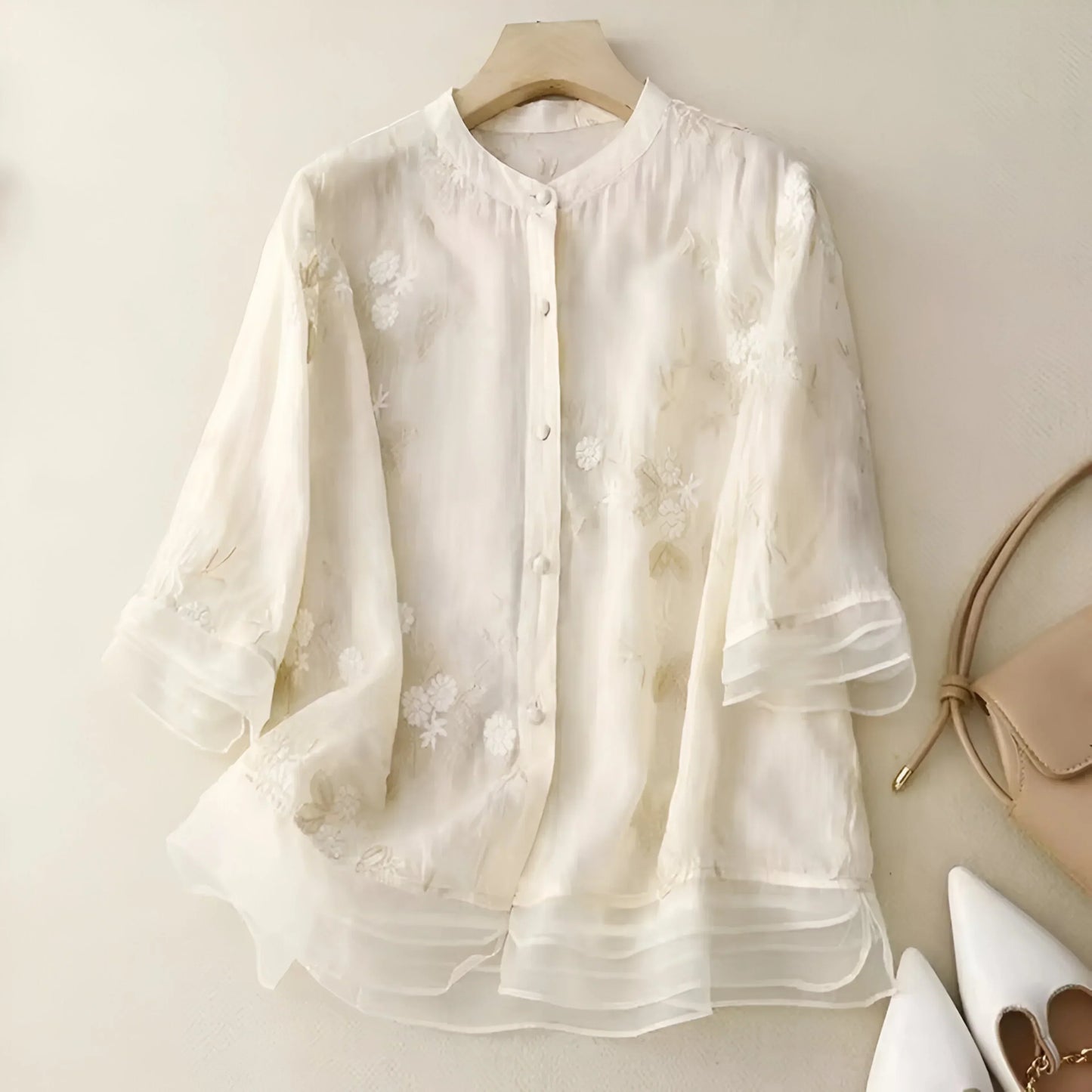 Jade | Embroidered Cotton Flower Top