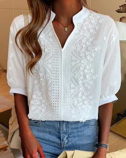 Yara | White Blouse with Puff Sleeves