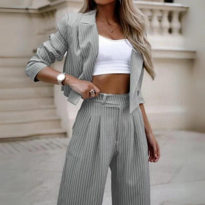 Aliana - Striped Blazer And Trousers – Sleek & Professional