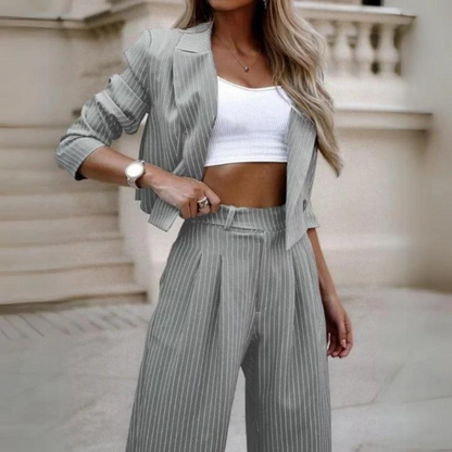 Aliana - Striped Blazer And Trousers – Sleek & Professional