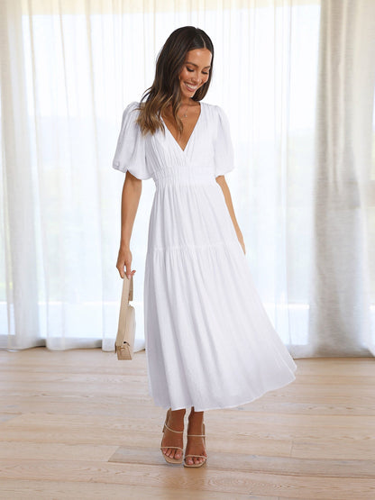 Catalina | V-Neck Puff Dress