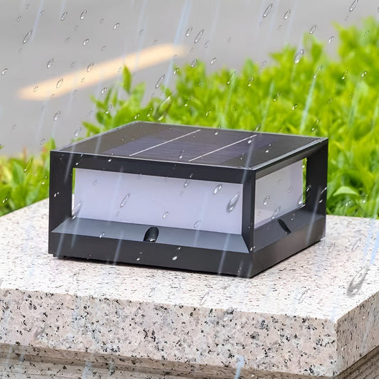 Garden Solar LED Post Light Black Aluminium