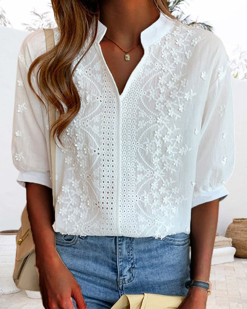 Yara | White Blouse with Puff Sleeves