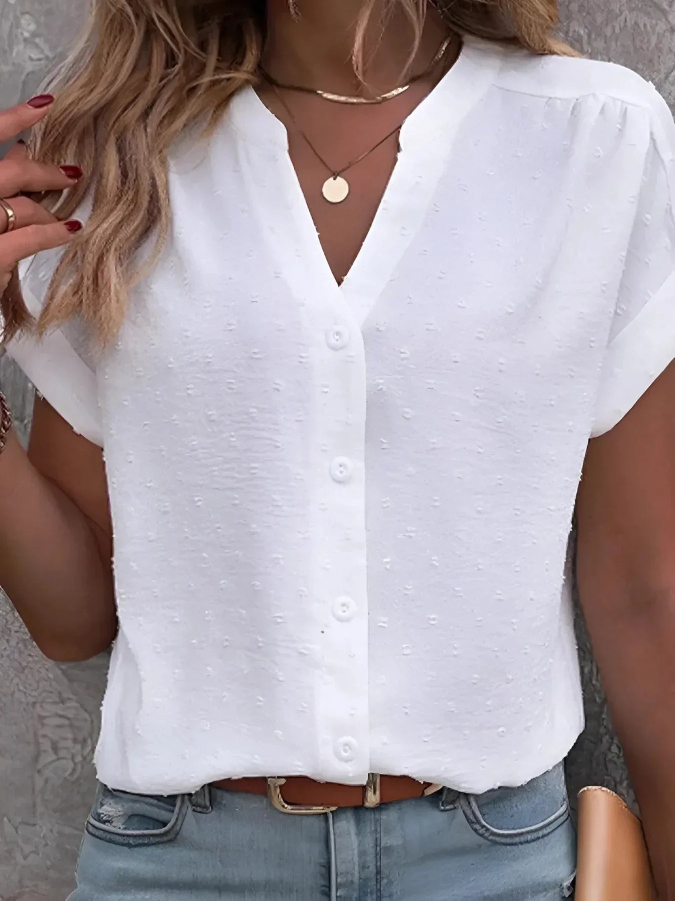 Adora | Stylish Dot Button-Down Top