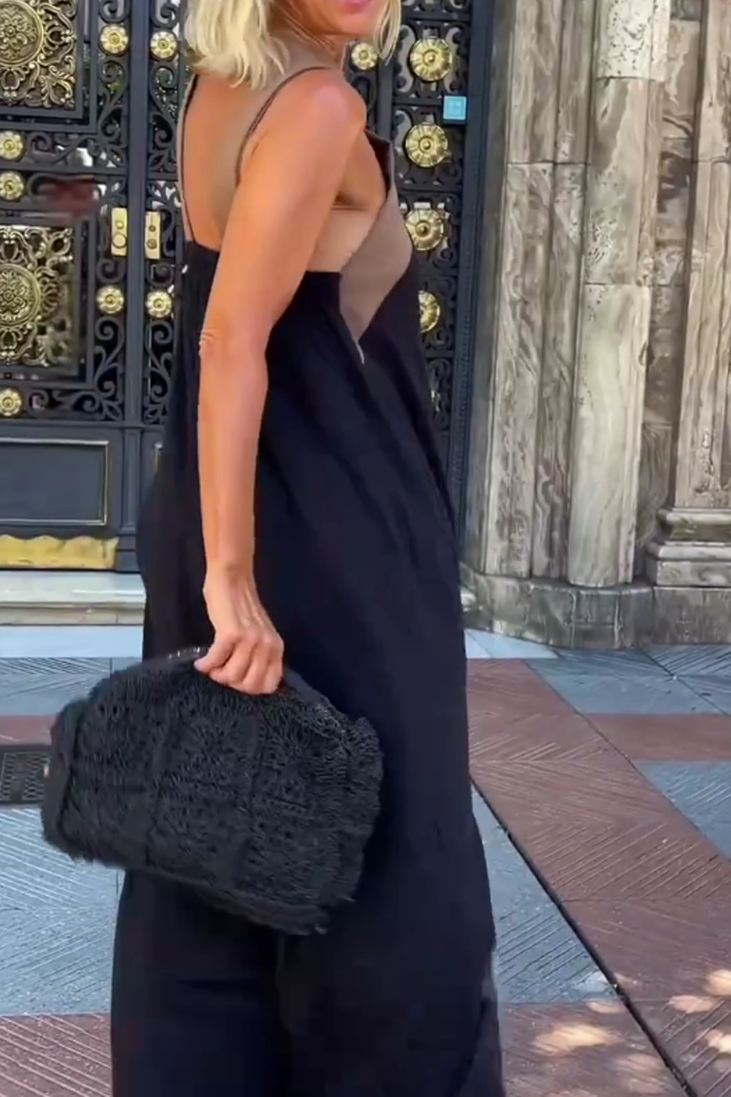 Melina Cross Halter Neck Sleeveless Stitching Dress