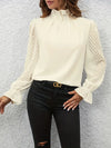 Kolbrun | Stylish pleated top with mesh sleeves for women