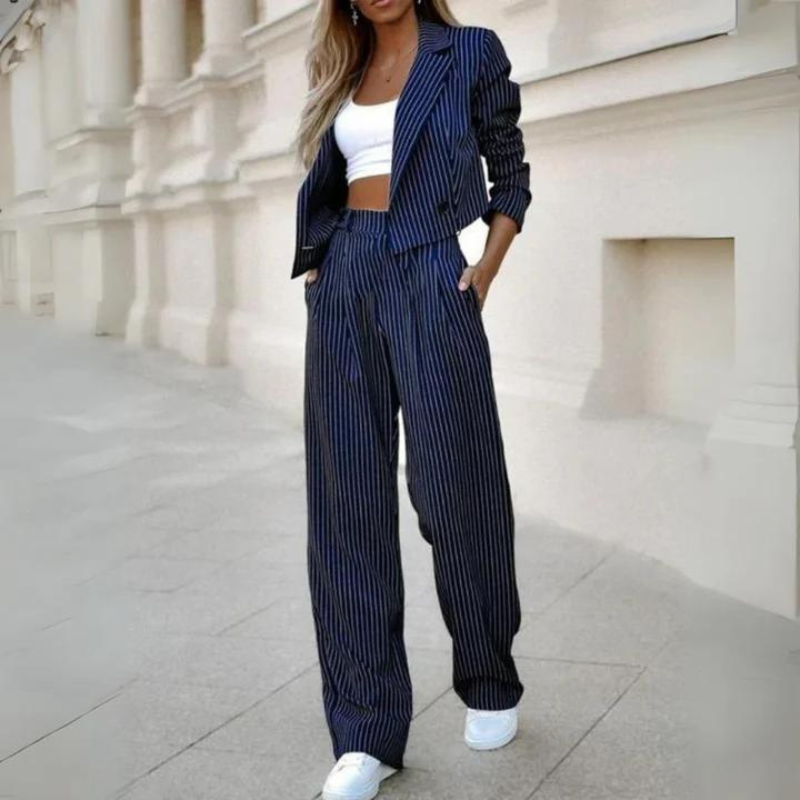 Aliana - Striped Blazer And Trousers – Sleek & Professional