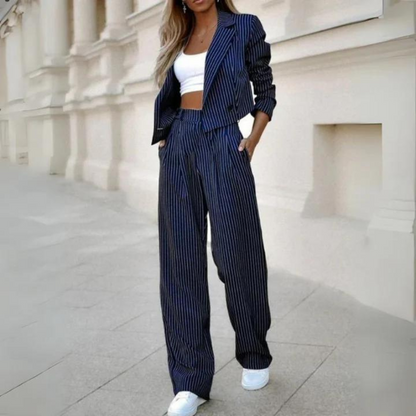 Aliana - Striped Blazer And Trousers – Sleek & Professional