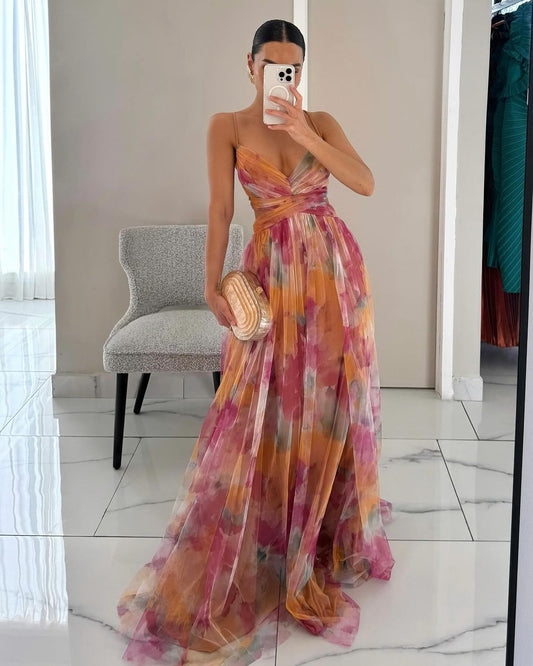 Dörte Enchanting Long Floral Print Dress