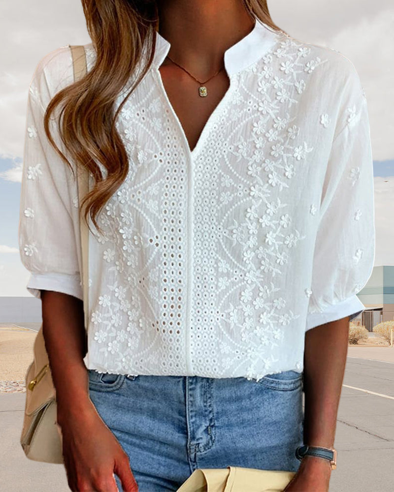 Yara | White Blouse with Puff Sleeves