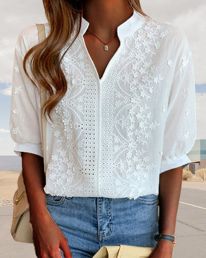 Yara | White Blouse with Puff Sleeves