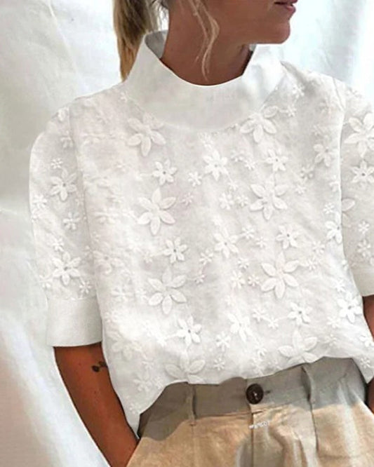 With Embroidered Plain Stand Collar