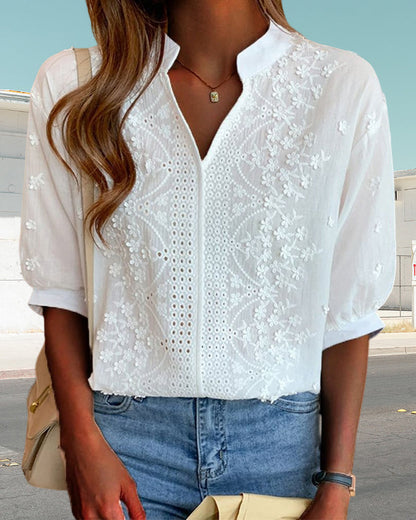 Yara | White Blouse with Puff Sleeves