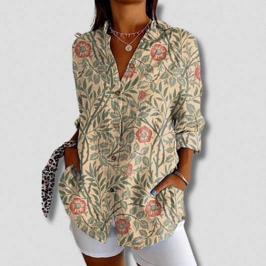 Stefanie | Long Sleeve Floral Button-Down Shirt