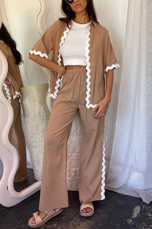 Kesia - Ric Rac Button Up & Elastic Pants Set – Stylish & Relaxed