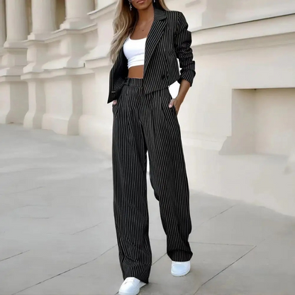 Aliana - Striped Blazer And Trousers – Sleek & Professional