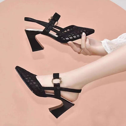 Sabine Pointy Toe Ankle Strap Rhinestone Sandals