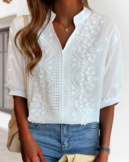 Yara | White Blouse with Puff Sleeves