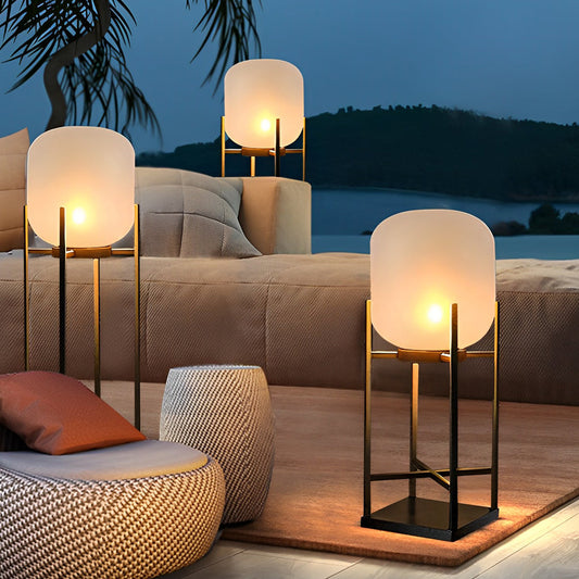 Outdoor Floor Lamp with Modern Acrylic Shade