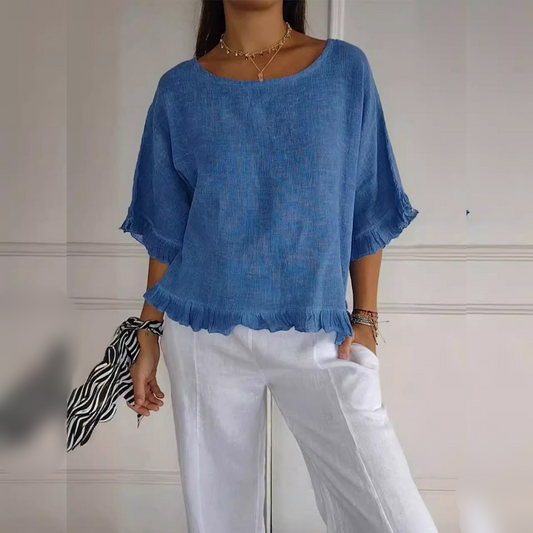 Martha | Casual Round Neck Mid Sleeve Blouse