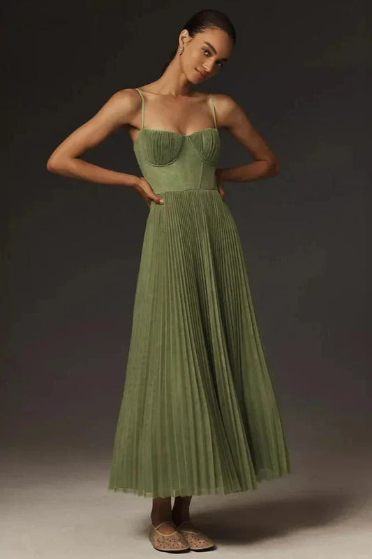Isabella Pleated Tulle Midi Dress