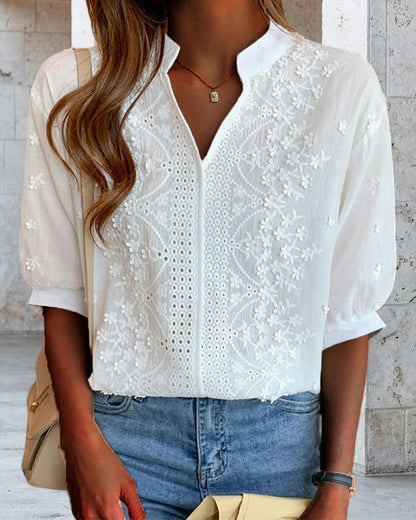 Yara | White Blouse with Puff Sleeves