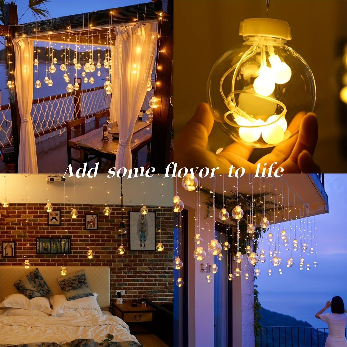 Fairy Lights with Hanging Globe Ornaments