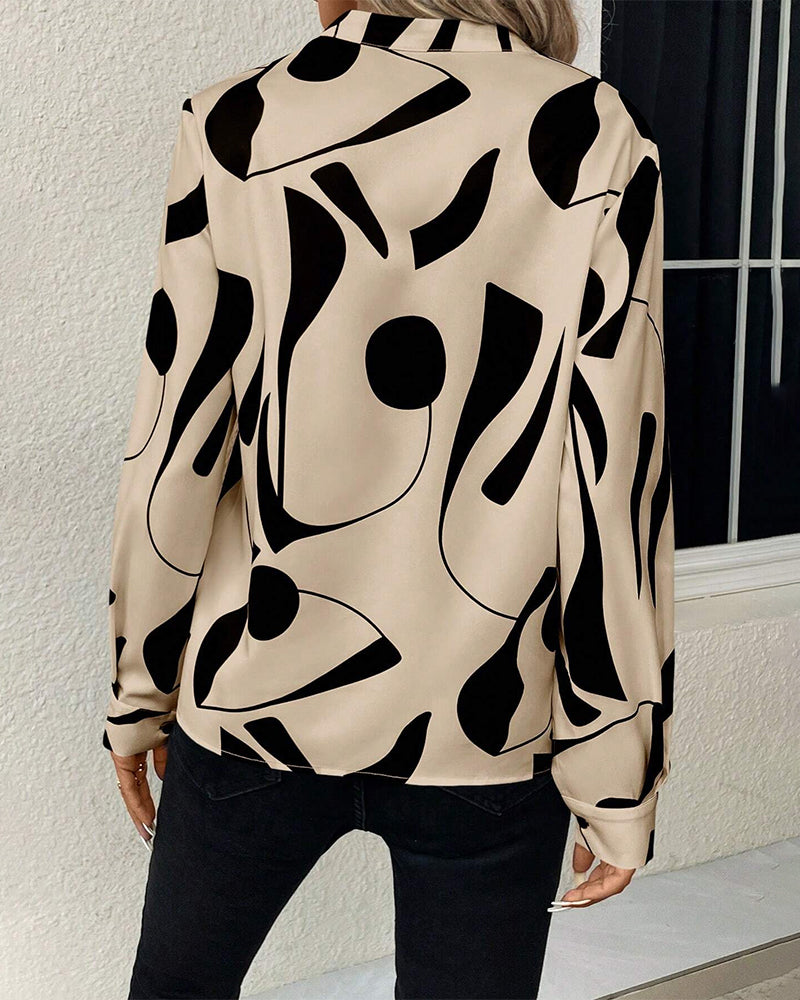 Rinan | Trendy Stylish Blouse with Luxury Motif and Long Sleeves