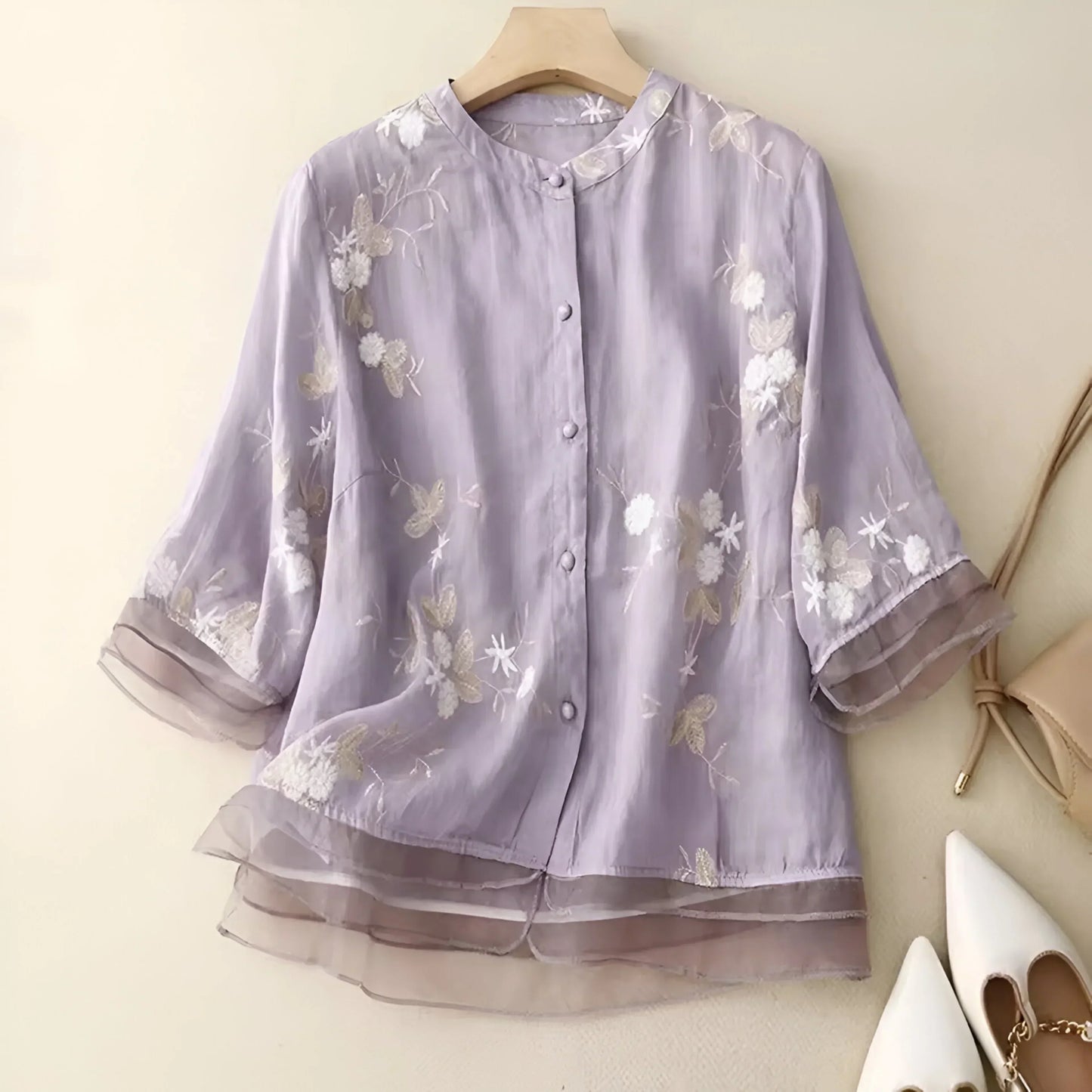 Jade | Embroidered Cotton Flower Top