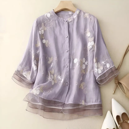 Jade | Embroidered Cotton Flower Top