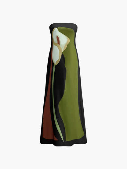 Anastasia | Abstract Strapless Maxi Dress