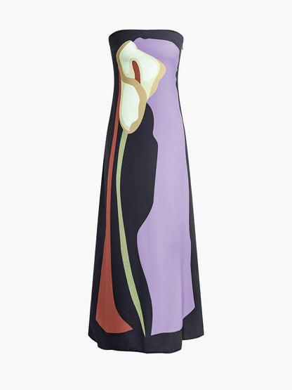 Anastasia | Abstract Strapless Maxi Dress