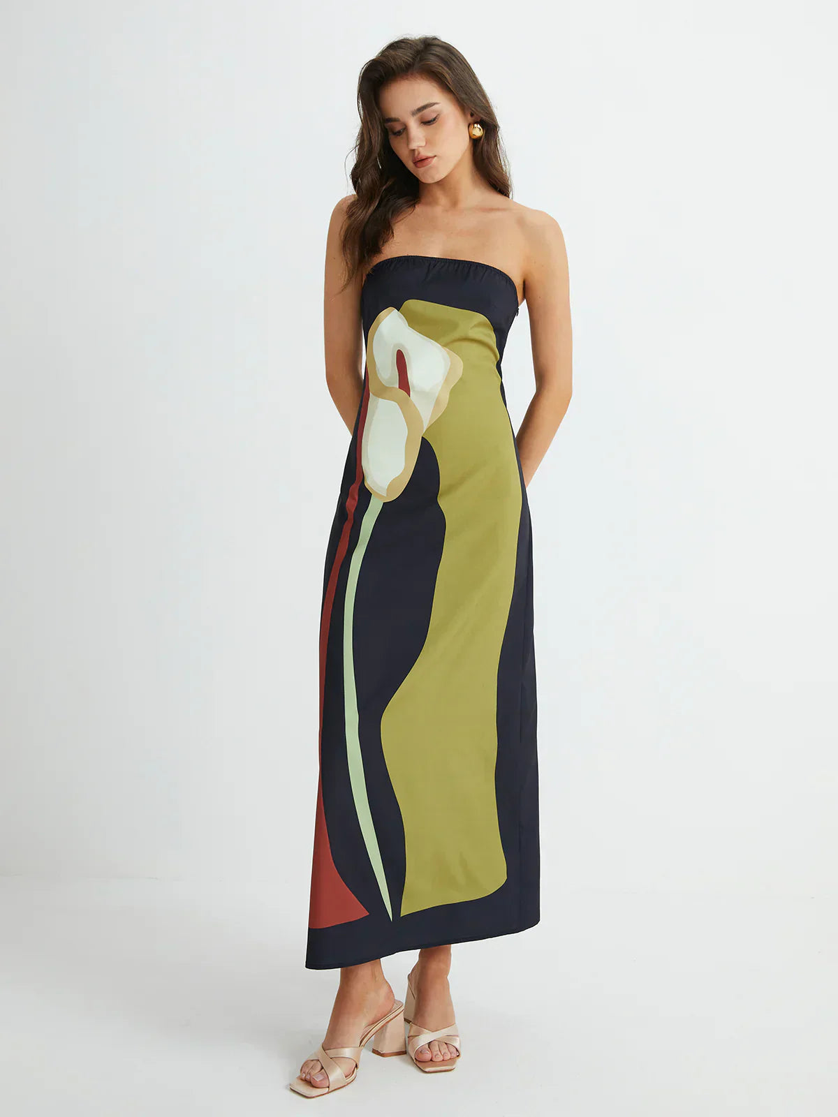 Anastasia | Abstract Strapless Maxi Dress