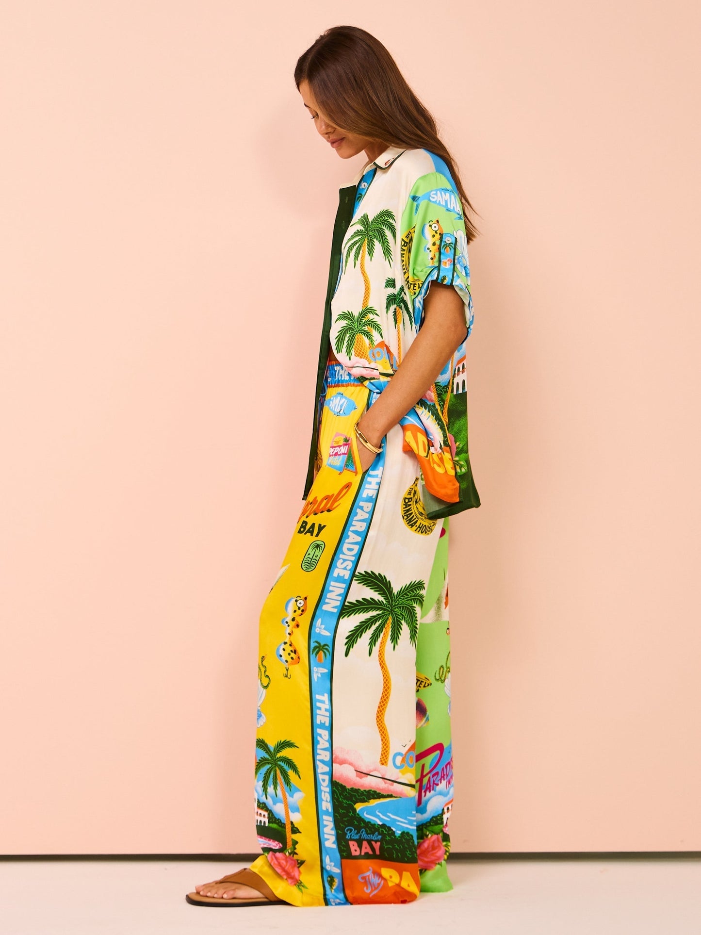 Oksana Coconut Palm Print Two-Piece Set