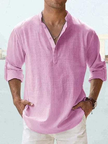 Men's Navy Linen Shirt - Breathable, Lightweight, Casual Beachwear
