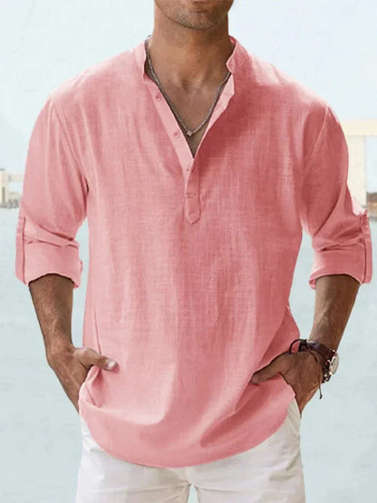 Men's Navy Linen Shirt - Breathable, Lightweight, Casual Beachwear