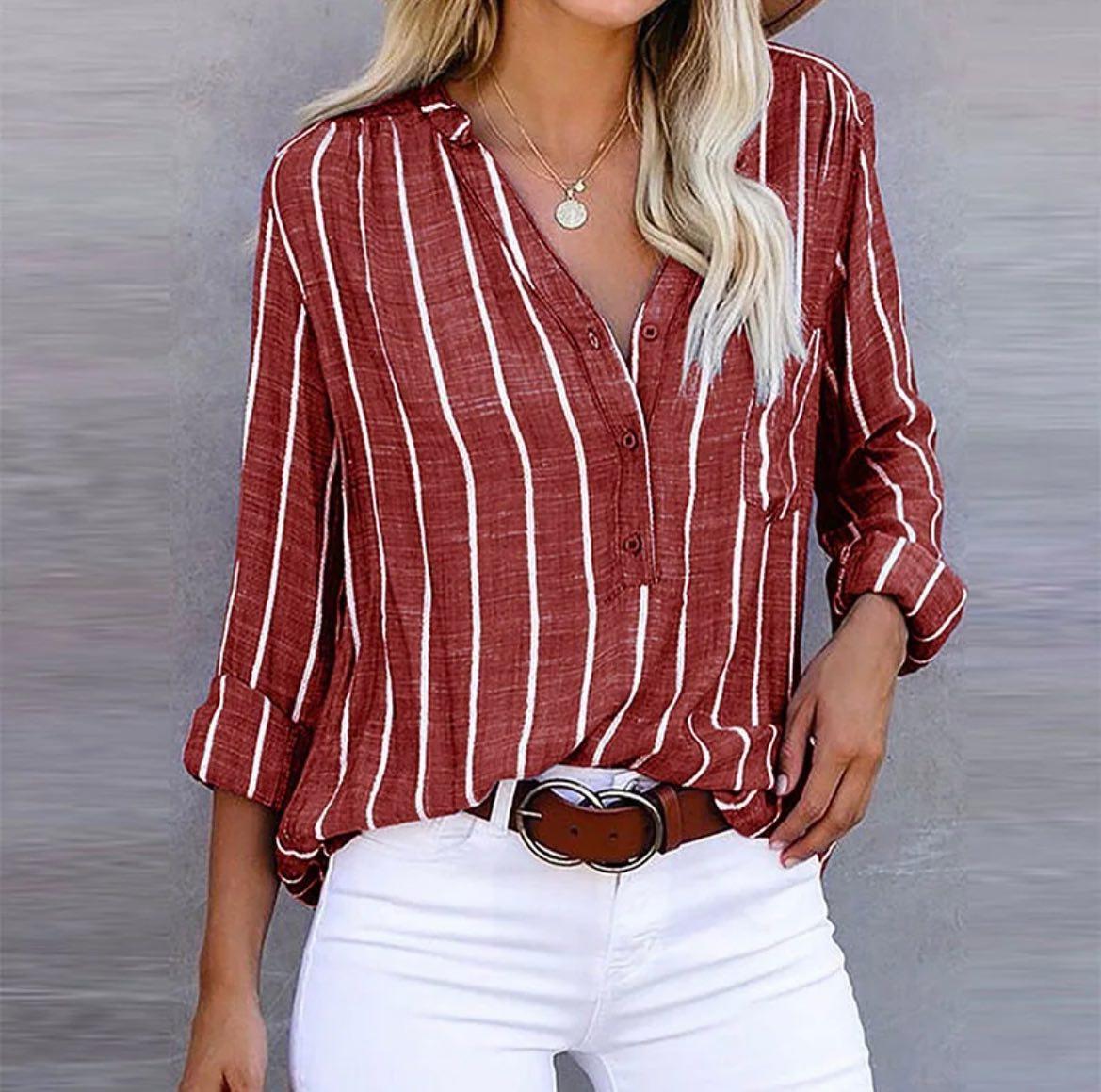 Lara | Casual Striped Long Sleeve Blouse