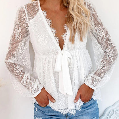 Joisse | Beautiful Lace Blouse with Deep V-Neck