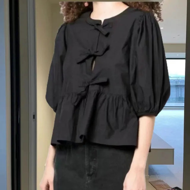 Rose | Trendy Blouse with Leopard Print and Puff Sleeves