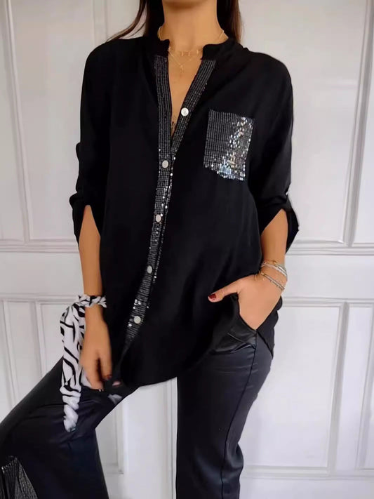 Kelley | Sparkling V-Neck Blouse