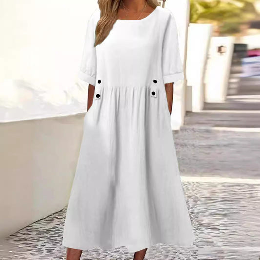 Nena | Button-Accent Midi Dress